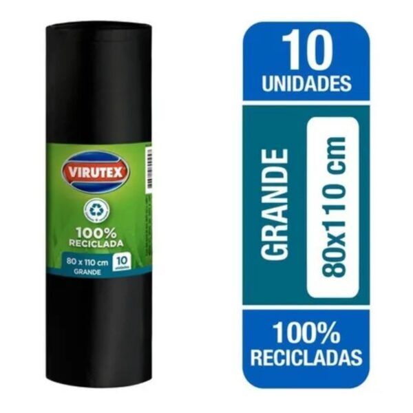 Bolsa Para Basura 80x110cm, 100% Reciclada 10 Und Virutex