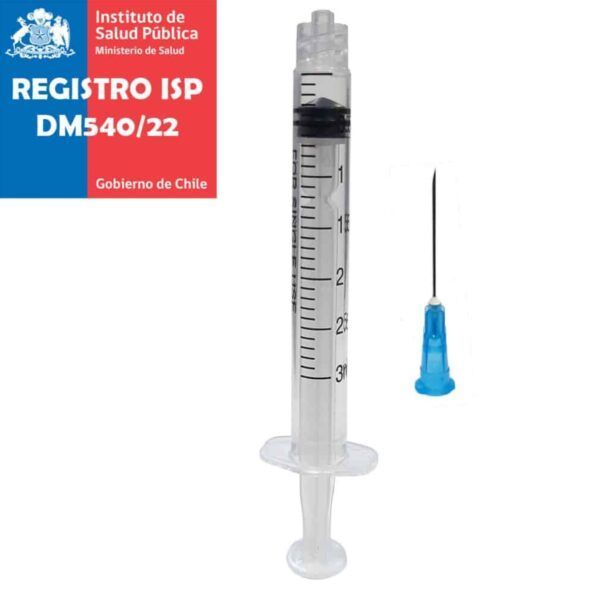 Jeringa Desechable Estéril 3 ml - Caja x 100 Unid. Registro ISP