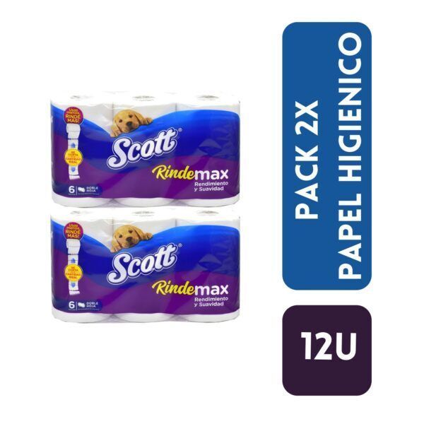 Papel Higiénico Scott Rindemax Doble Hoja x 12 Rollos - Pack