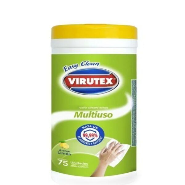 Toallas Desinfectantes Multiuso Virutex Limón Pote x 75 Unid