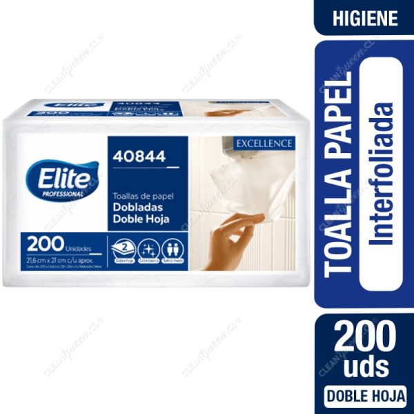 Toalla de Papel Elite Interfoliada Doble Hoja 200 Unds