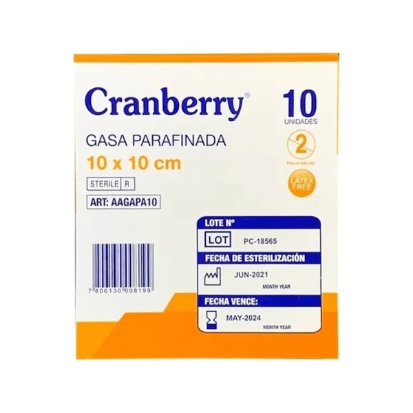 Gasa Parafinada Cranberry 10cm x 10cm